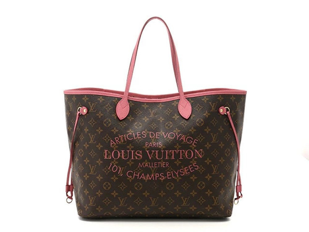 LOUIS VUITTON Neverfull Monogram Ikat Flower Tote Bag Rose Pink Indien